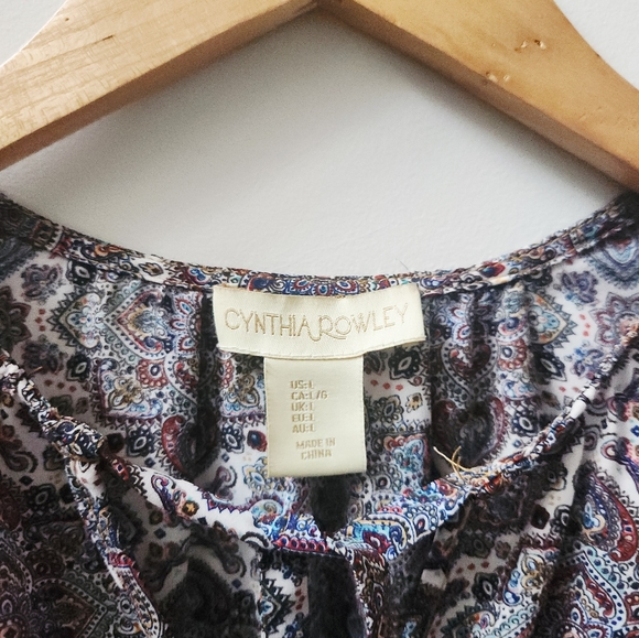 Cynthia Rowley Sleeveless Printed Tank Top Large Boho Border Print - Picture 5 of 9